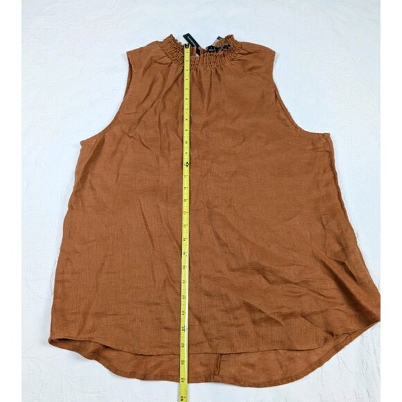 NWT Harve Bernard Blouse Top Women's Large Pure Linen Sleeveless brown tone - Picture 7 of 10